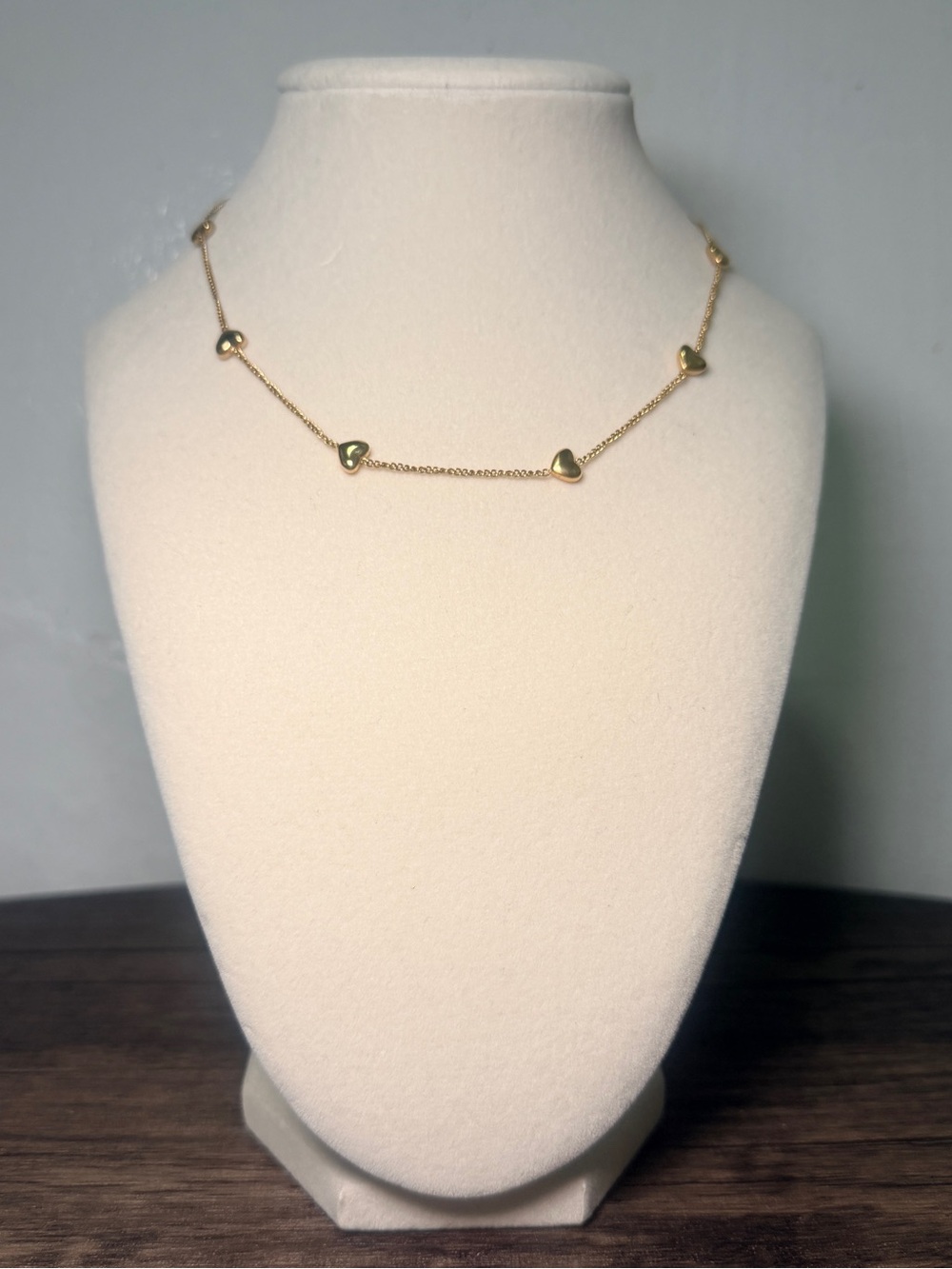 Delicate Gold Heart Station Necklace for Women